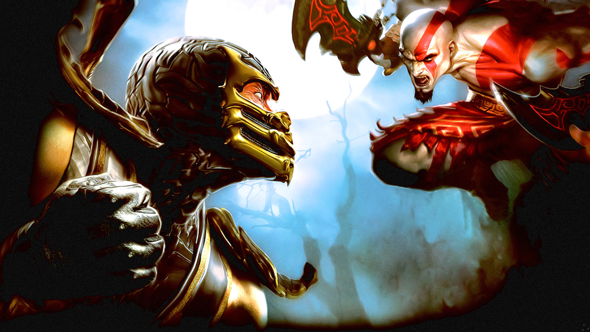 Mortal Kombat обои "Scorpion и Kratos"