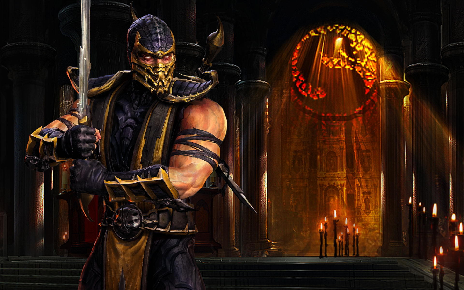 Mortal Kombat обои "Scorpion в храме"
