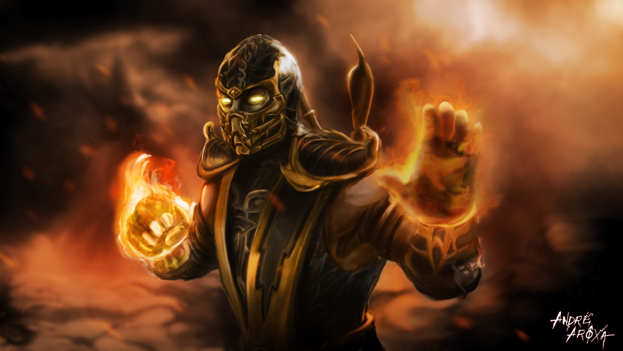 Mortal Kombat обои "Scorpion в огне"