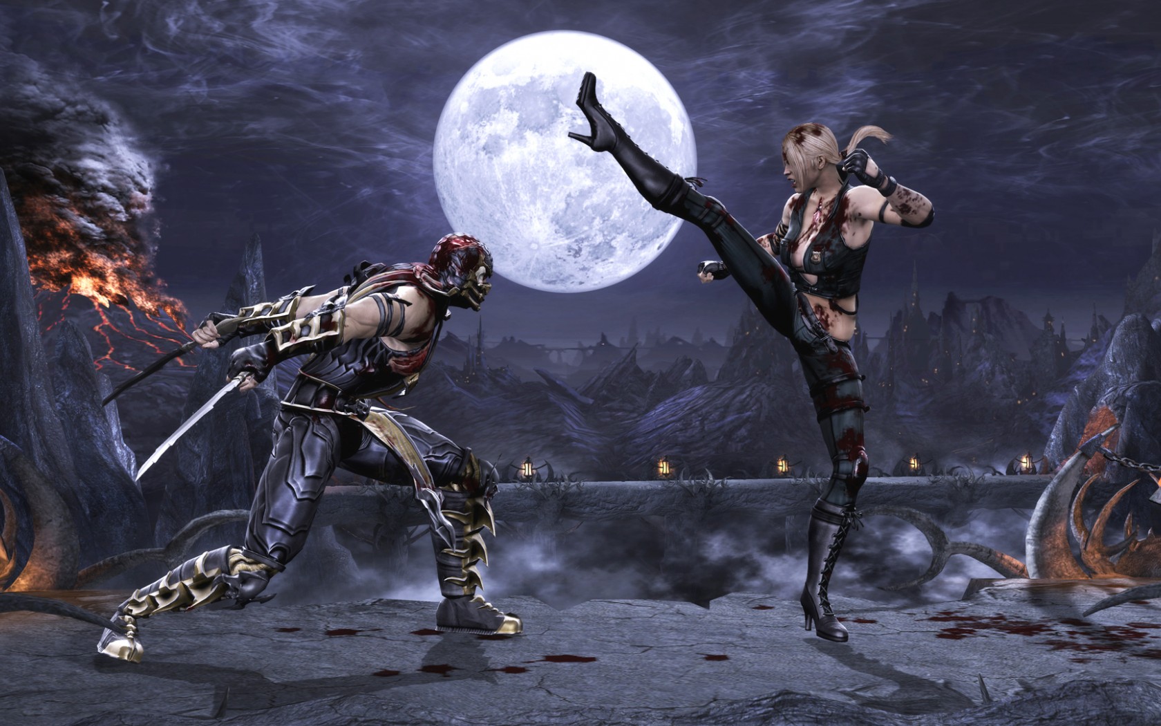 Mortal Kombat обои "Скорпион и Соня Блэйд"