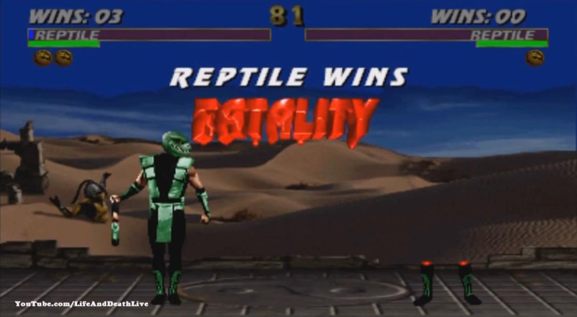 Ultimate Mortal Kombat 3 видео - Рептилия фаталити, анималити, бабалити, френдшип